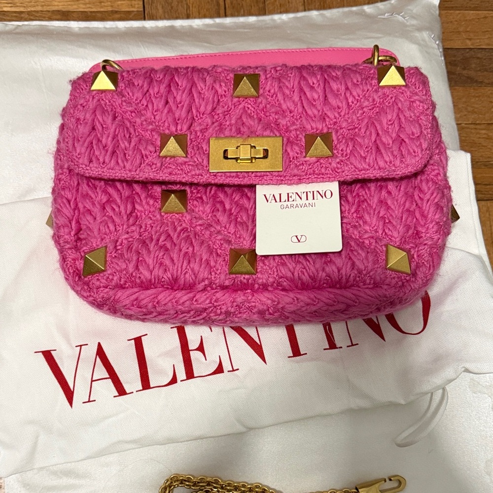 Valentino Vibrant Pink Knit Shoulder Bag